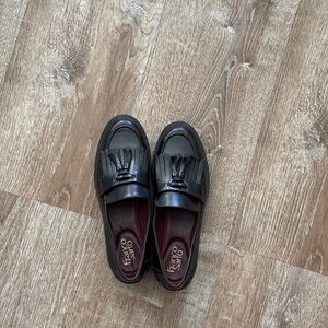 Franco Sarto Black Leather Tassel Loafers
